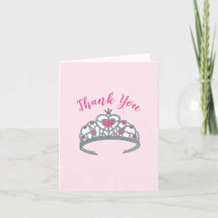 Happy Birthday Pink Princess Tiara Crown Letterpress Thank You Card