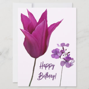 Happy birthday pink purple floral cute boho holiday card
