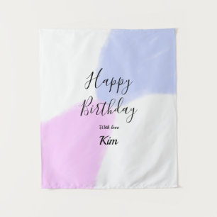 Happy birthday pink purple pastel name simple eleg tapestry