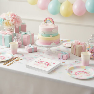 Happy Birthday pink rainbow  Napkins