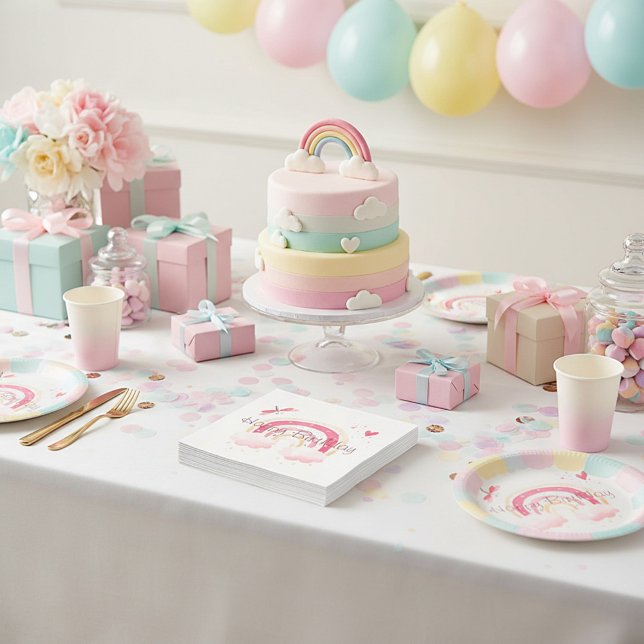 Happy Birthday pink rainbow  Napkins (Creator Uploaded)