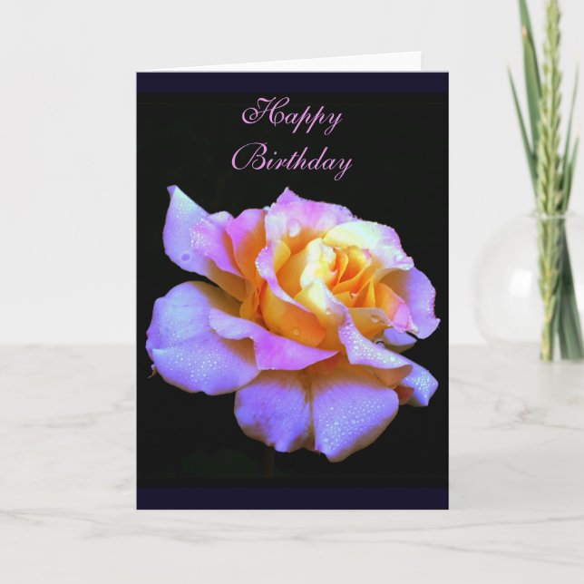 Happy Birthday Pink Rose Greeting Card (Front)