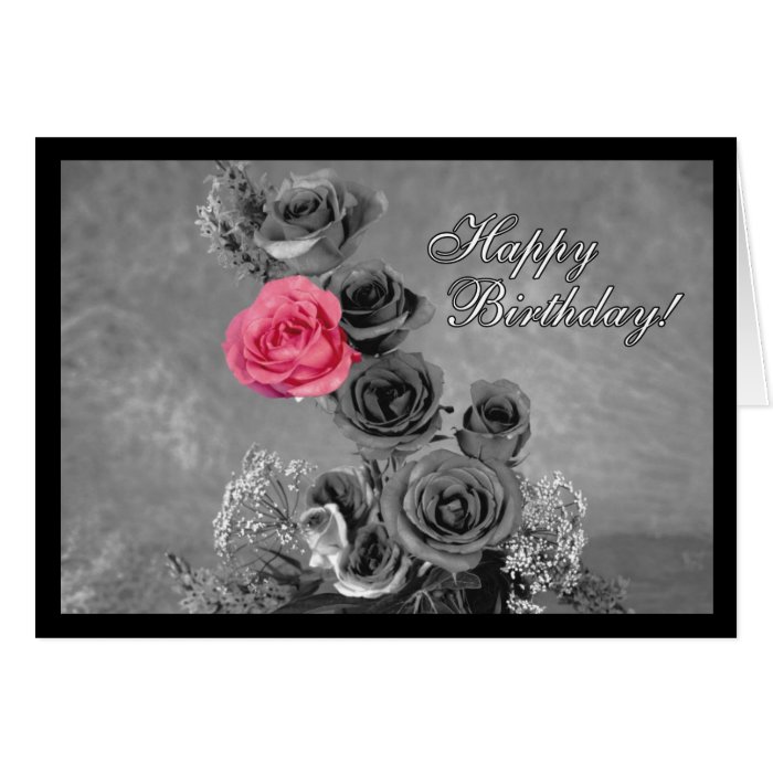 Happy Birthday Pink Rose Greeting Cards