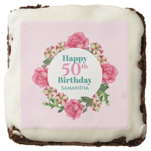 Happy Birthday Pink Rose Red White Petunia Brownie