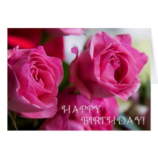 HAPPY BIRTHDAY PINK ROSES GREETING CARD | Zazzle