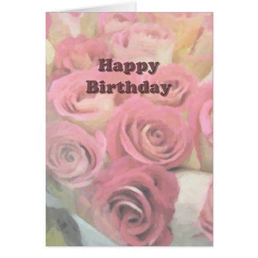 Happy Birthday Pink Roses Cards (Front)