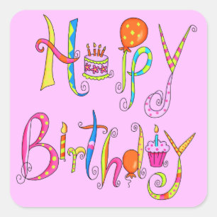 Happy Birthday Pink Sticker