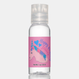 Happy Birthday Pink Unicorn Horse Party Favor Hand Sanitizer