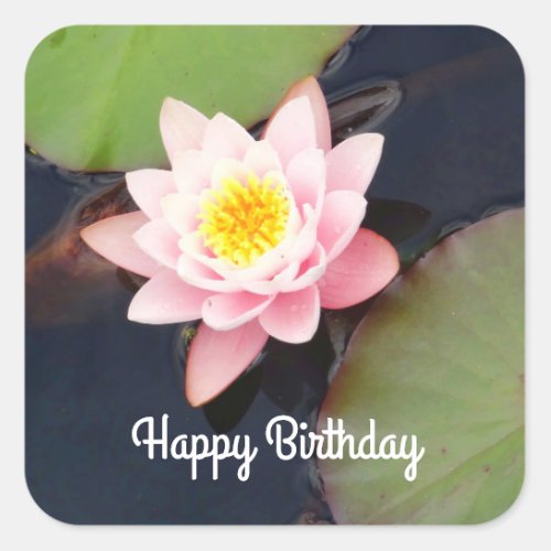 Happy Birthday Pink Water Lily 1 Stickers