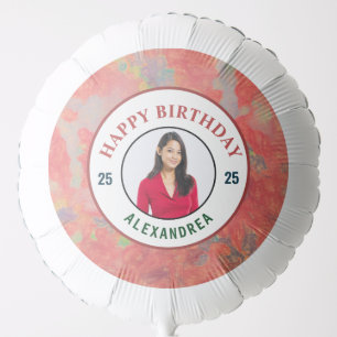 Happy Birthday Pink Watercolor Photo Personalize Balloon