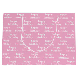 Happy birthday pink &whit custom  large gift bag