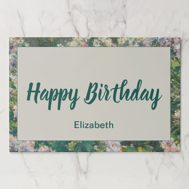 Happy Birthday Pink White and Green Floral Paper Pad (Front)