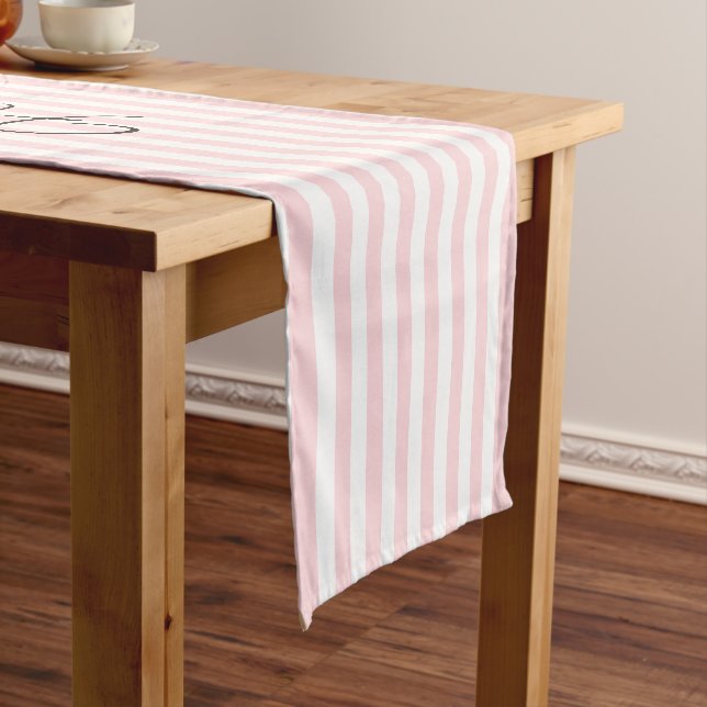 Happy Birthday Pink & White Stripe Table Runner (In Situ)