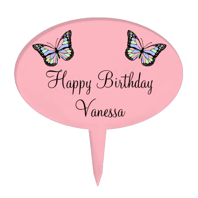 Custom Butterfly Topper, Gold Butterfly, Gold Cake Topper, Glitter Cake  Topper, Custom, Personalised, Hearts, Pink, Any Name, Any Age Color 