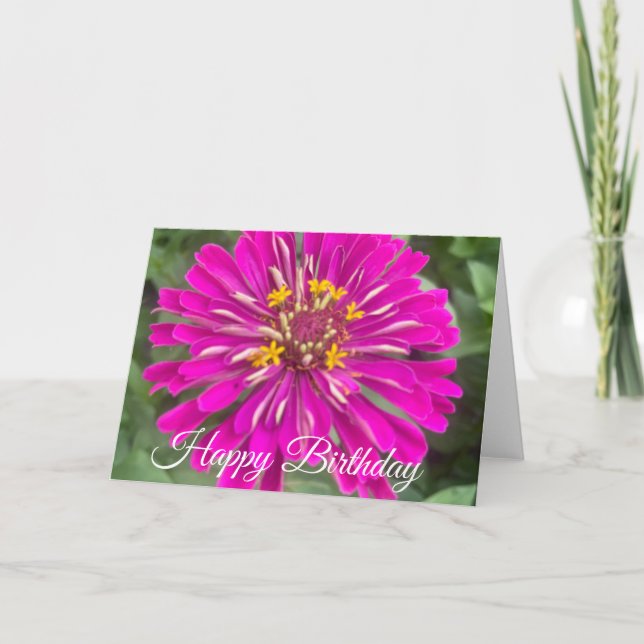 Happy Birthday Pink Yellow Flower Card (Front)