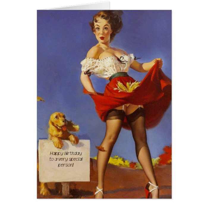 Happy Birthday Pinup Gal and Dog Cards