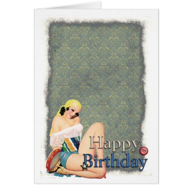 Happy Birthday Pinup Gal Cards (Front)