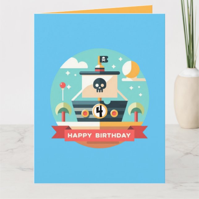 Happy Birthday Pirate Adventure Card (Front)