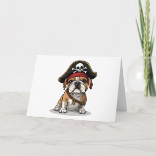 Happy Birthday Pirate English Bulldog Skull Card