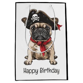 Happy Birthday Pirate French Bulldog Medium Gift Bag