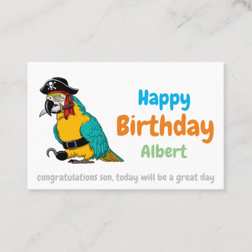 Happy Birthday pirate parrot Business Card