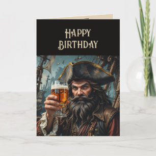 Happy Birthday Pirate Raising Glass in Respect Card