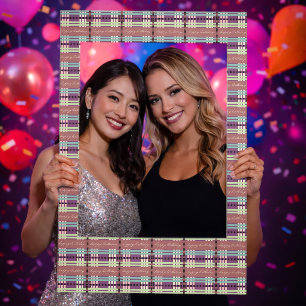 Happy Birthday Plaid Pattern Selfie Frame