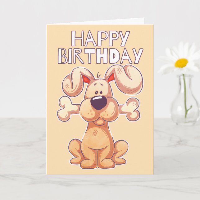 Happy Birthday Playful Puppy Dog Card (Small Plant)