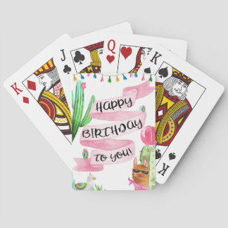 Happy Birthday Playing Cards, Llama with Banner Poker Cards