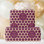 Happy Birthday Plum Star Pattern Personalized Wrapping Paper<br><div class="desc">Stylish birthday wrapping paper featuring a Star of David geometric pattern in pink-purple plum,  white and gold color. Both the name and the greeting can be customized. Makes a lovely unique gift wrap for family and friends!</div>