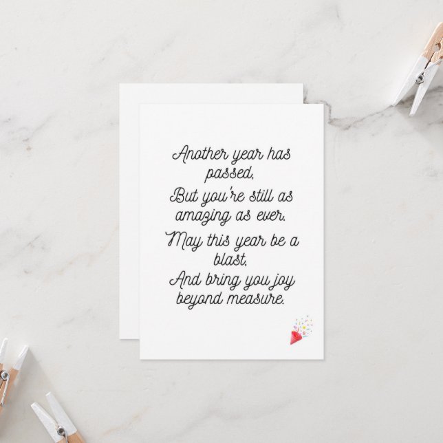 Happy Birthday Poem Card (Front/Back In Situ)