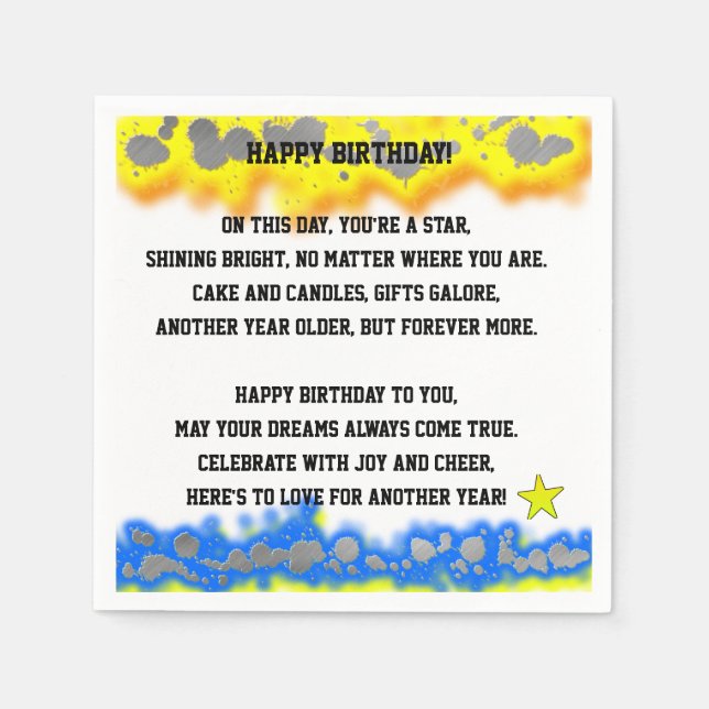 Happy Birthday Poem Napkins (Front)