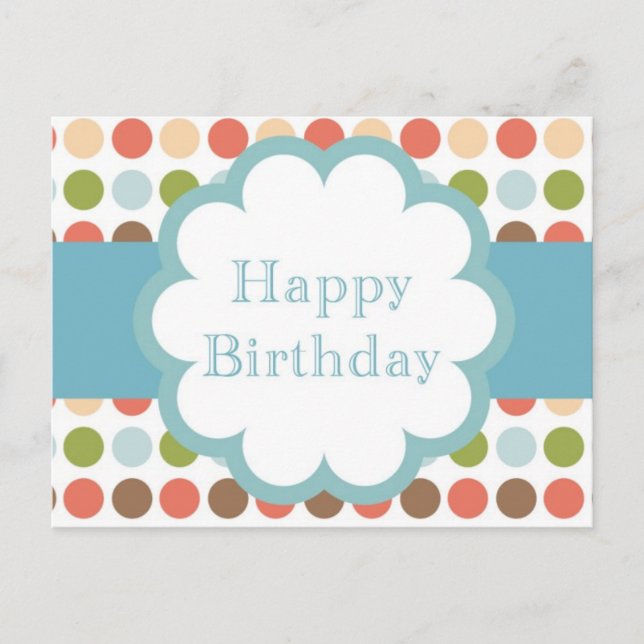 Happy Birthday (poka dots) Postcard (Front)