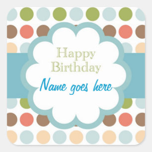 Happy Birthday (poka dots) Square Sticker
