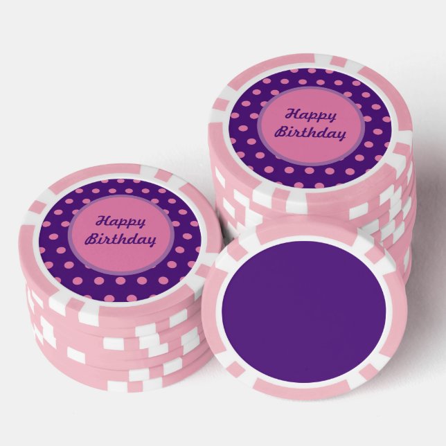 Happy Birthday Poker Chips (Purple & Pink) (Stack)