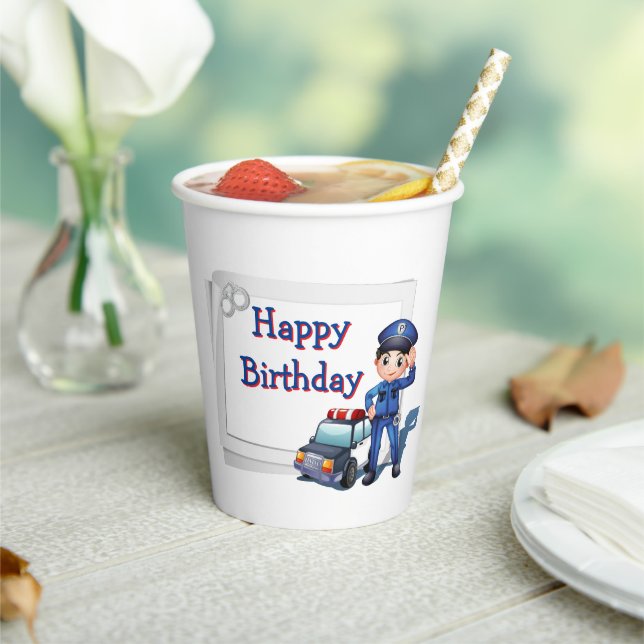 Happy Birthday Policeman  Paper Cups (Insitu)
