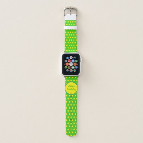 Happy Birthday Polka Dot Apple Watch Band Neon