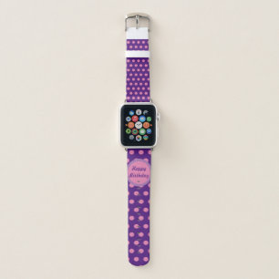 Happy Birthday Polka Dot Apple Watch Band (Purple)
