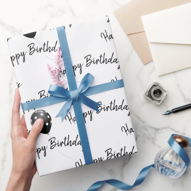 Happy Birthday Polka Dot Balloons  Wrapping Paper (Gifting)