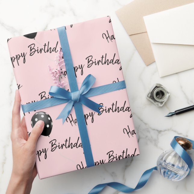 Happy Birthday Polka Dot Balloons  Wrapping Paper (Gifting)