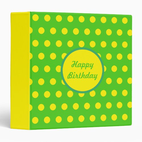 Happy Birthday Polka Dot Binder Neon Green