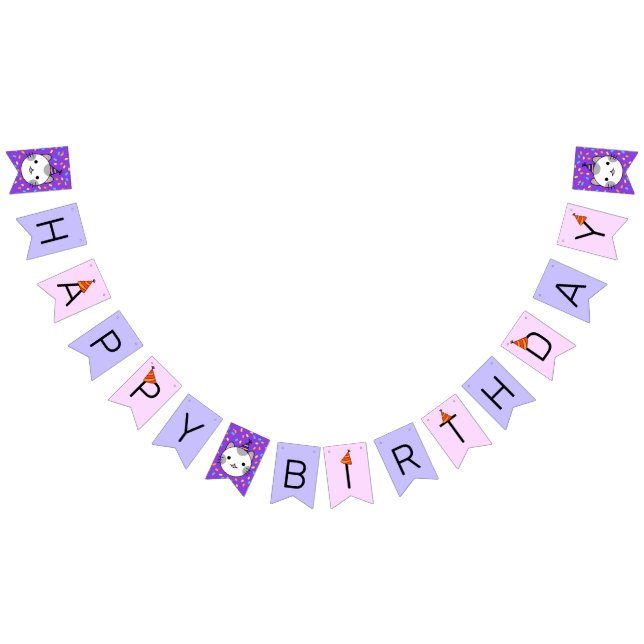 Happy Birthday Polka Dot Cat Bunting Flags (All)