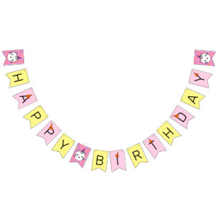 Happy Birthday Polka Dot Cat Bunting Flags
