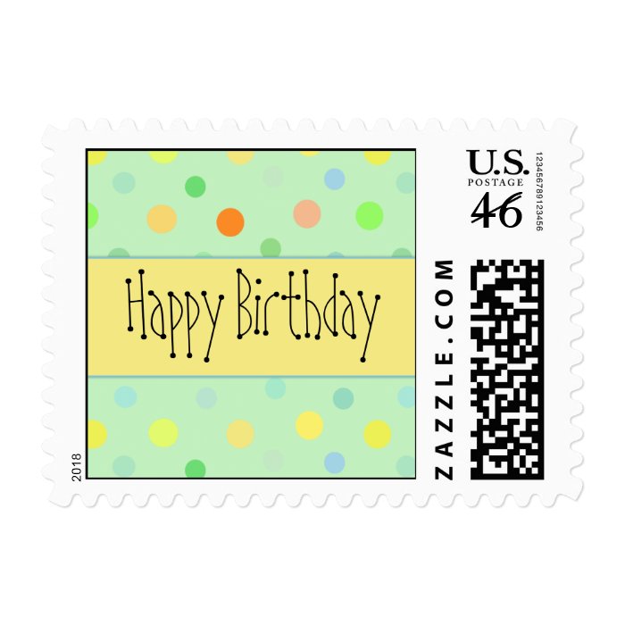 Happy Birthday   Polka Dot Design Stamp