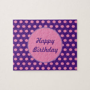 Happy Birthday Polka Dot Jigsaw Puzzle (Purple)