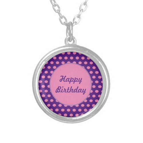 Happy Birthday Polka Dot Necklace Purple  Pink