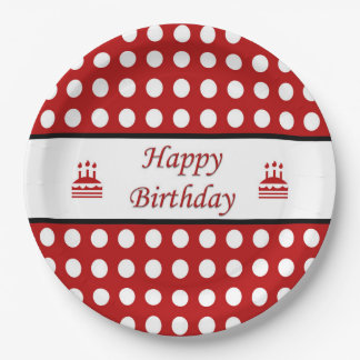Happy Birthday Polka Dot Paper Plates