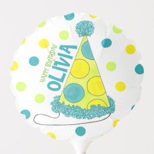 Happy Birthday Polka Dot Party Hat Celebration Balloon
