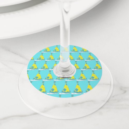 Happy Birthday Polka Dot Party Hat Celebration Wine Glass Tag