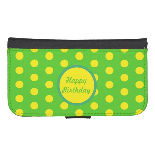 Happy Birthday Polka Dot Phone Wallet Case Neon